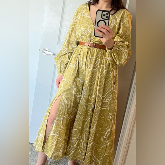 Anthropologie Long-Sleeve V-Neck Dress Multicolor Size M - Picture 6 of 13